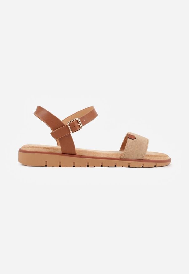Renee - Ciemnobeżowe Sandały VICES w Stylu Basic z Paskiem z Klamerką Loretha. Okazja: na co dzień. Zapięcie: pasek. Kolor: beżowy. Styl: street, casual