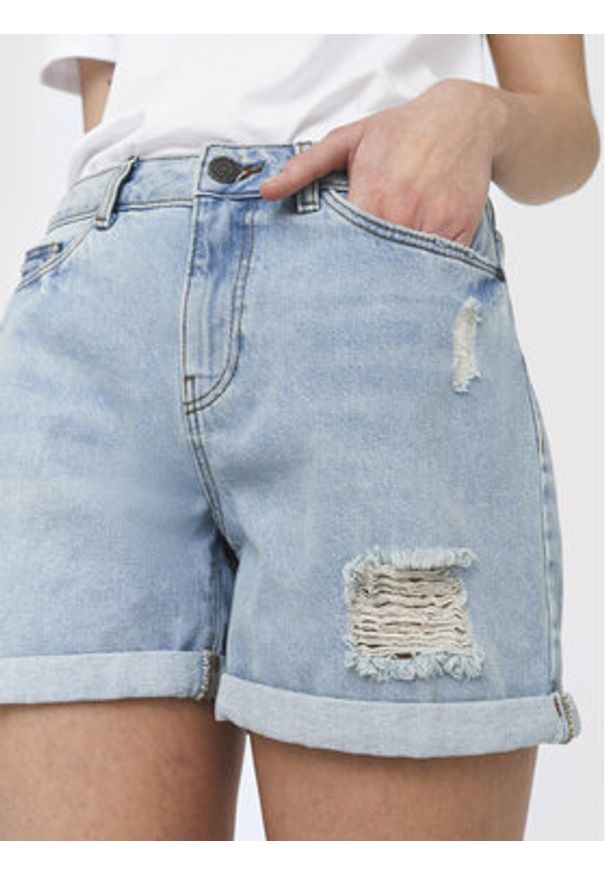 Noisy may - Noisy May Szorty jeansowe Smiley 27010866 Niebieski Regular Fit. Kolor: niebieski. Materiał: jeans, bawełna