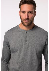 JAY-PI - Męska Funkcyjna koszulka henley FLEXNAMIC® trekking długi rękaw. Typ kołnierza: typu henley. Kolekcja: plus size. Kolor: szary. Materiał: elastan, poliester, materiał. Długość rękawa: długi rękaw. Długość: długie. Sport: turystyka piesza