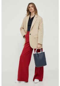 TOMMY HILFIGER - Tommy Hilfiger polo damski kolor granatowy. Typ kołnierza: polo. Kolor: niebieski. Materiał: materiał, dzianina, prążkowany. Długość: krótkie #3