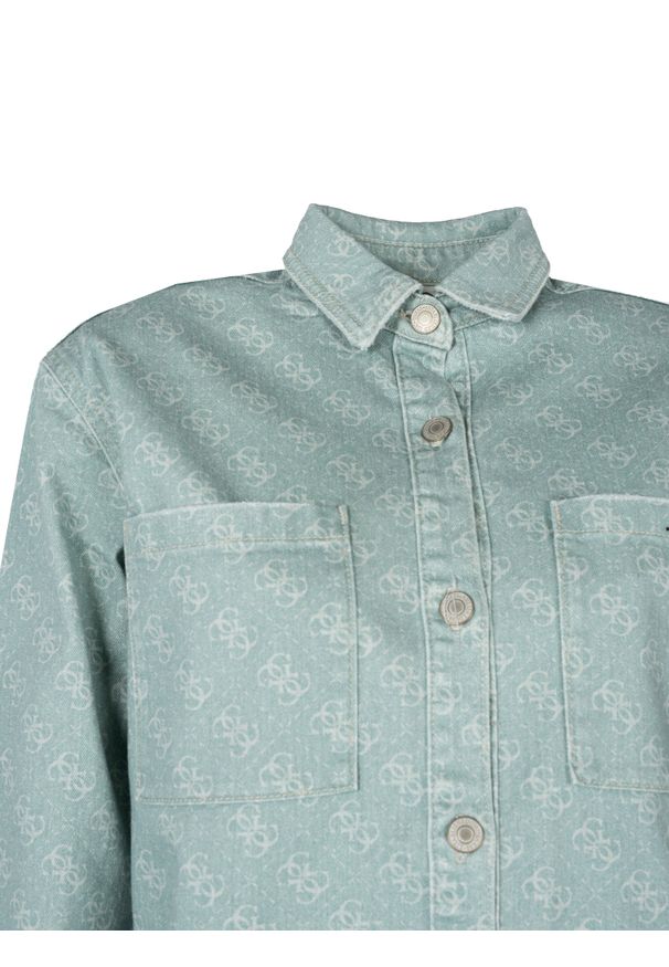 Guess Koszula "Tosca" | W3GN57WF5V3 | Kobieta | Zielony. Typ kołnierza: kołnierzyk klasyczny. Kolor: zielony. Materiał: elastan, bawełna. Wzór: nadruk. Styl: klasyczny