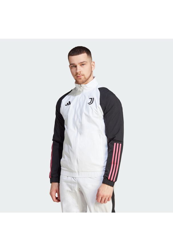 Bluza do piłki nożnej męska Adidas Juventus Tiro 23 Presentation. Kolor: biały. Materiał: materiał