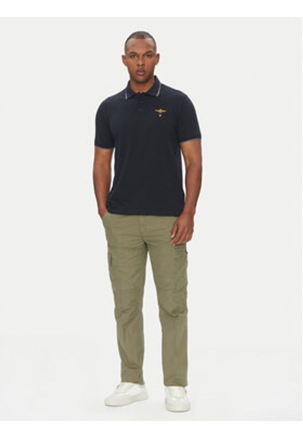 Aeronautica Militare Polo 251PO1308P82 Granatowy Regular Fit. Typ kołnierza: polo. Kolor: niebieski. Materiał: bawełna