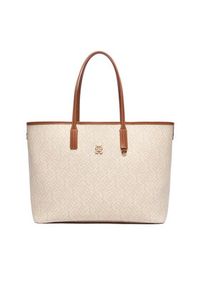 TOMMY HILFIGER - Tommy Hilfiger Torebka Th Monoplay Tote Le AW0AW17416 Beżowy. Kolor: beżowy. Materiał: skórzane #3