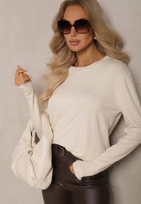 Renee - Jasnobeżowy Sweter z Bawełną w Klasycznym Stylu Atintora. Okazja: na co dzień. Kolor: beżowy. Materiał: bawełna. Styl: klasyczny #3