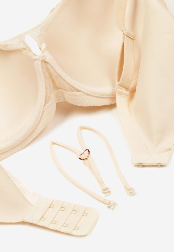 Born2be - Beżowy Biustonosz Typu Full Cup z Koronką i Regulowanymi Ramiączkami Nestakate. Kolor: beżowy. Materiał: koronka. Wzór: koronka