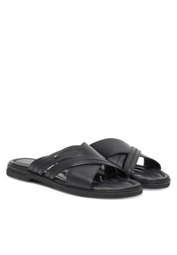 TOMMY HILFIGER - Tommy Hilfiger Klapki Premium Hilfiger Cc Lth Sandal FM0FM05504 Czarny. Kolor: czarny. Materiał: skóra