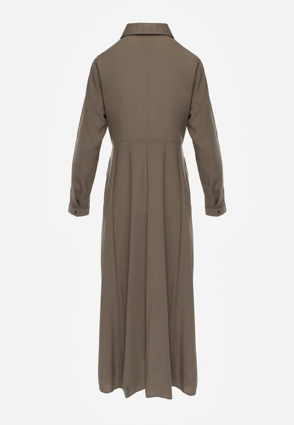 Renee - Ciemnozielona Sukienka Hillcrest. Kolor: zielony. Długość rękawa: długi rękaw. Typ sukienki: koszulowe. Długość: maxi