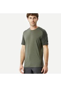 FORCLAZ - Koszulka męska trekkingowa z krótkim rękawem Forclaz MT500 merino. Kolor: zielony. Materiał: materiał, wełna, elastan, poliamid. Długość rękawa: krótki rękaw. Długość: krótkie #1