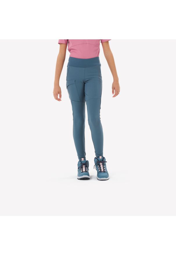 quechua - Legginsy turystyczne dla dzieci Quechua MH500. Kolor: szary, niebieski, wielokolorowy. Materiał: syntetyk, tkanina, poliester, materiał. Sezon: lato. Styl: sportowy