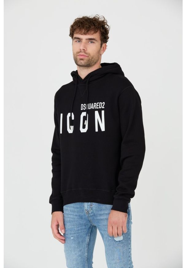 DSQUARED2 Czarna bluza Sweatshirt. Typ kołnierza: kaptur. Kolor: czarny