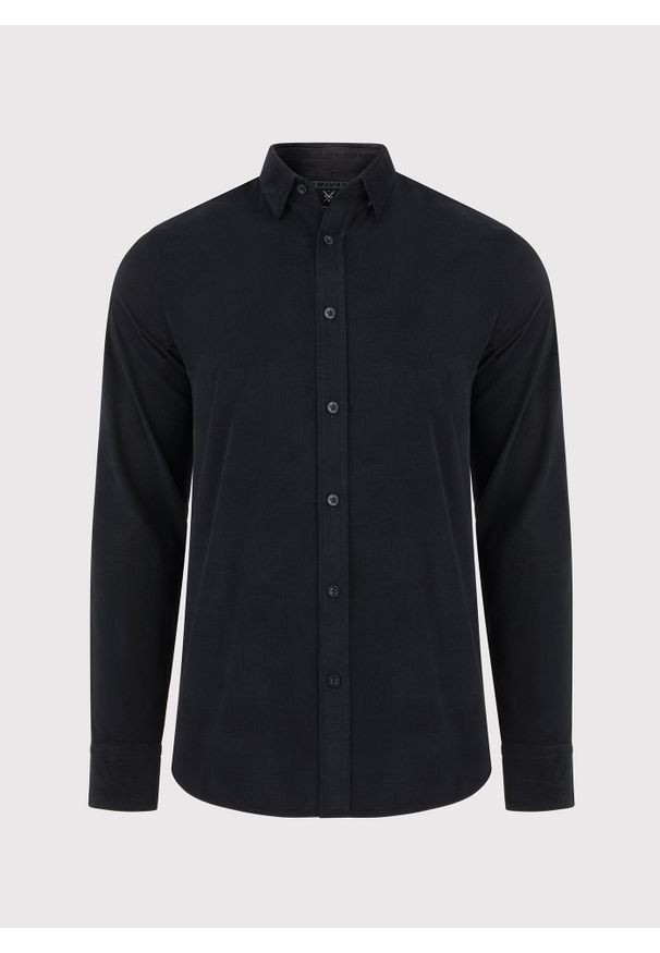 Pako Lorente - PAKO LORENTE – Sztruksowa koszula męska w kolorze czarnym. Kolor: czarny, beżowy. Materiał: sztruks. Długość rękawa: długi rękaw. Długość: długie