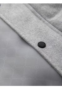 Ombre Clothing - Męska casualowa kurtka puffer z wełną – jasnoszary melanż V3 OM-JAHP-0203 - XXL. Okazja: na co dzień. Typ kołnierza: kołnierzyk stójkowy. Kolor: szary. Materiał: wełna. Długość: długie. Wzór: melanż. Styl: casual #9