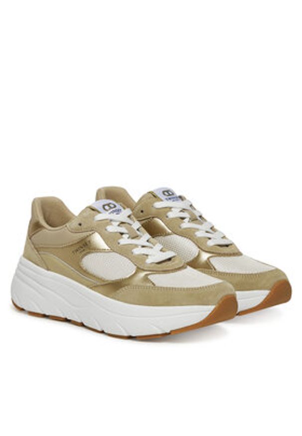 TwinSet - TWINSET Sneakersy 251TCP02E Złoty. Kolor: złoty. Materiał: materiał