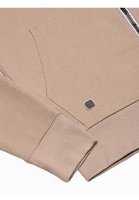 Ombre Clothing - Bluza męska rozpinana z kapturem B1145 - beżowa - L. Typ kołnierza: kaptur. Kolor: beżowy. Materiał: bawełna. Styl: klasyczny #6