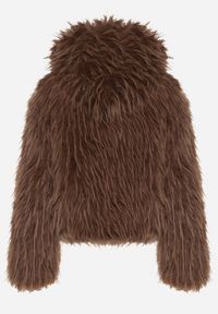 Born2be - Brązowa Kurtka Futerko na Suwak z Kapturem Zetale. Okazja: na spacer. Typ kołnierza: kaptur. Kolor: brązowy. Materiał: futro. Wzór: gładki #7
