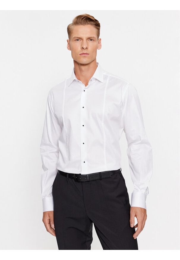 Karl Lagerfeld - KARL LAGERFELD Koszula 605036 534602 Biały Modern Fit. Typ kołnierza: dekolt w karo. Kolor: biały. Materiał: bawełna