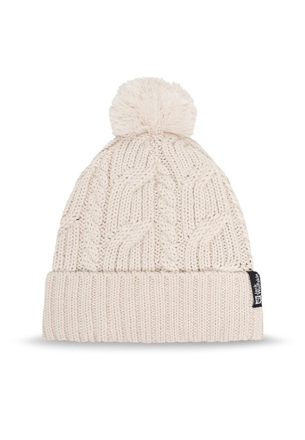 Jack Wolfskin Czapka Pompom 1905092 Beżowy. Kolor: beżowy. Materiał: wełna, materiał