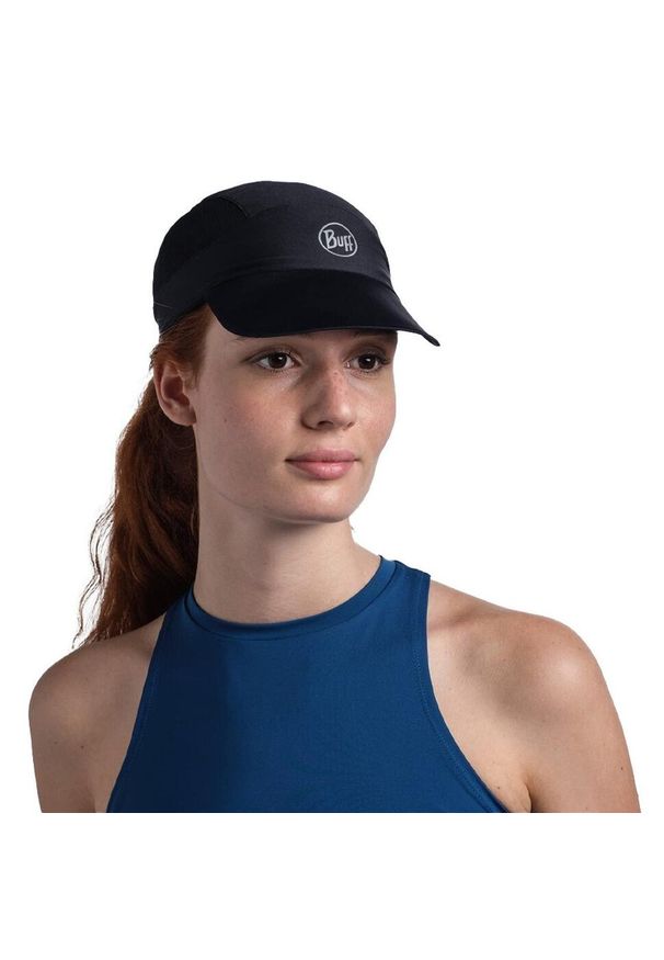Czapka z daszkiem biegowa unisex Buff 5 Panels Black ochrona UV. Kolor: czarny, szary, wielokolorowy. Styl: sportowy