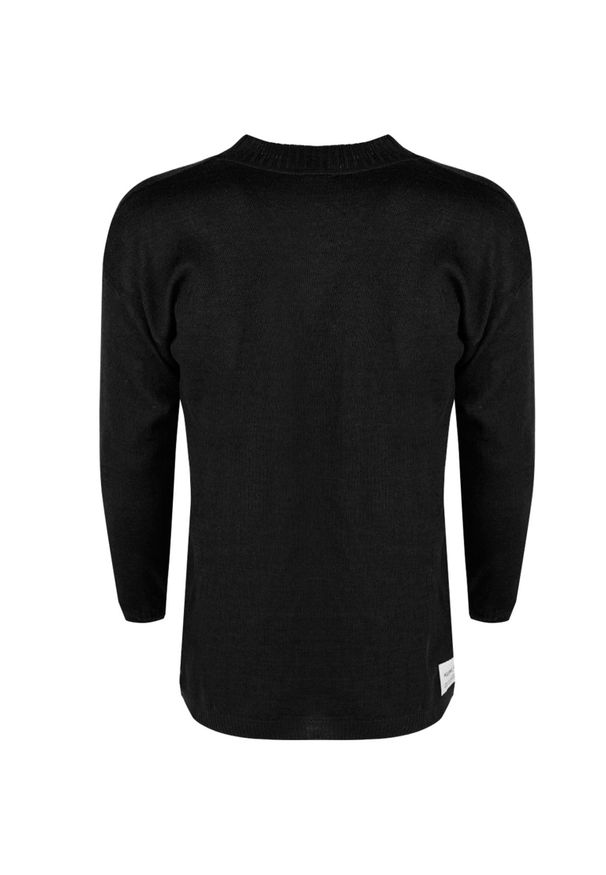 Takeshy Kurosawa Sweter | 83072 | Maglia F12 Taglio Over | Mężczyzna | Czarny. Okazja: na co dzień. Kolor: czarny. Materiał: wełna, akryl. Wzór: aplikacja. Styl: casual