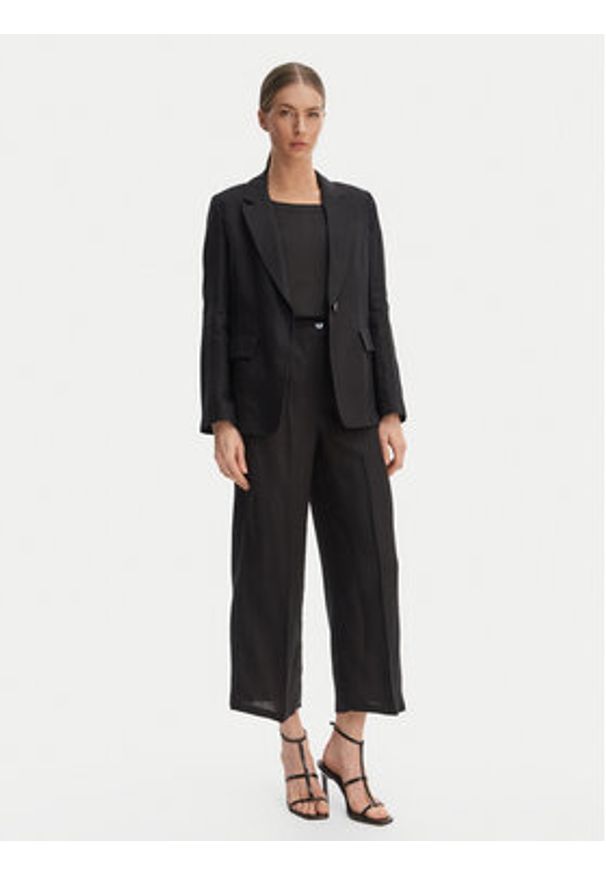 Marella Marynarka Vincita 2615041012 Czarny Regular Fit. Kolor: czarny. Materiał: len