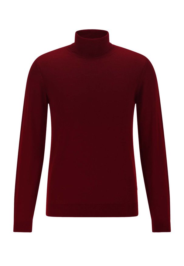 Modini - Bordowy golf męski SW75. Typ kołnierza: golf. Kolor: czerwony. Materiał: akryl, wełna, materiał