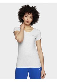 4f - 4F T-shirt slim gładki damski XS. Okazja: na uczelnię, do pracy, na co dzień. Kolor: biały. Materiał: bawełna, dzianina, elastan, materiał. Długość rękawa: krótki rękaw. Długość: krótkie. Wzór: gładki. Styl: klasyczny, sportowy, casual, elegancki
