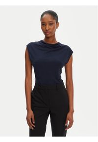BOSS Bluzka Elamma 50541896 Granatowy Slim Fit. Kolor: niebieski. Materiał: wiskoza