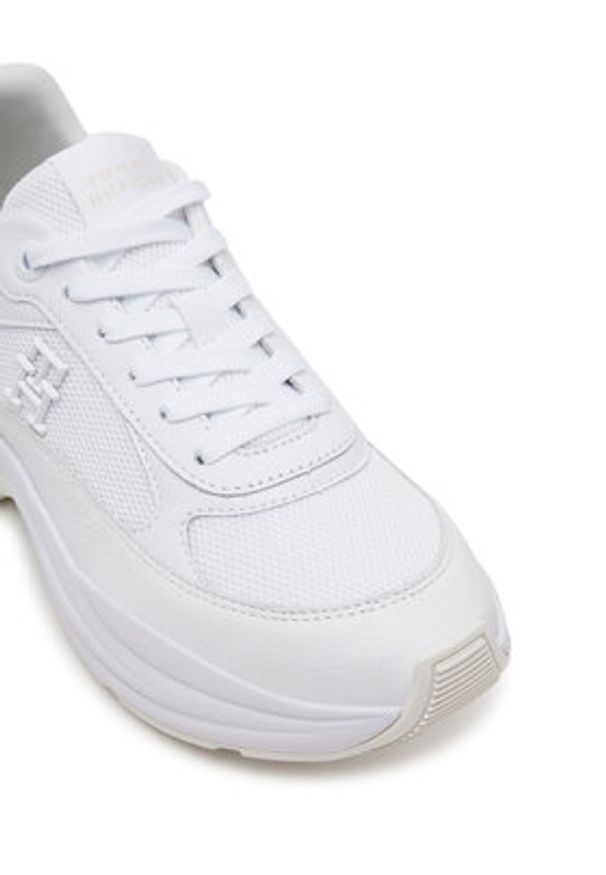 TOMMY HILFIGER - Tommy Hilfiger Sneakersy Th Chunky Runner FW0FW08474 Biały. Kolor: biały. Materiał: skóra