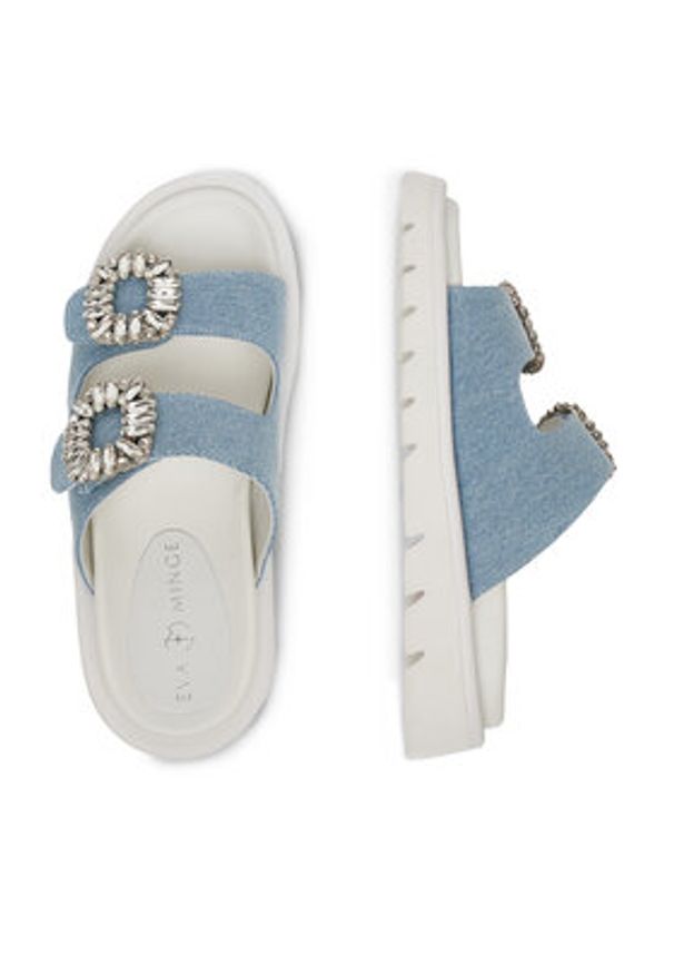 Eva Minge Klapki LILY-VII75-06-1 Niebieski. Kolor: niebieski. Materiał: materiał