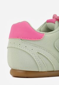 Born2be - Jasnozielone Sneakersy z Podwójnymi Sznurowadłami i Przeszyciami Teleritia. Kolor: zielony. Materiał: jeans #7