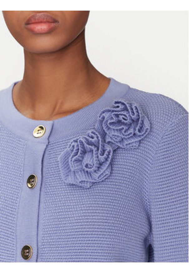 Luisa Spagnoli Kardigan Mandel 100023 Fioletowy Regular Fit. Kolor: fioletowy. Materiał: wełna