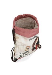 Worek damski Anekke, wykonany z lekkiego materiału tekstylnego z dekoracyjnym nadrukiem zamykany na ściągacz ze sznurkami, kolorowy, 42474-001. Wzór: kolorowy, nadruk. Styl: casual, elegancki #4