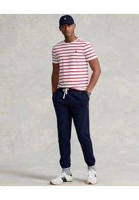 Ralph Lauren - RALPH LAUREN - Bawełniana koszula w czerwone paski Slim Fit. Typ kołnierza: polo. Kolor: biały. Materiał: bawełna. Długość rękawa: krótki rękaw. Wzór: paski