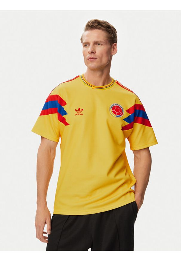 Adidas - adidas Koszulka techniczna Colombia Away Jersey 1990 JN3713 Żółty Regular Fit. Kolor: żółty. Materiał: bawełna
