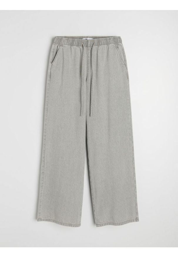 Sinsay - Jeansy joggery wide leg - szary. Kolor: szary