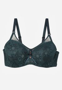 Renee - Ciemnozielony Koronkowy Biustonosz Ozdobiony Przezroczystą Wstawką Acalinai. Kolor: zielony. Materiał: koronka. Rodzaj stanika: przezroczysty. Wzór: aplikacja #7