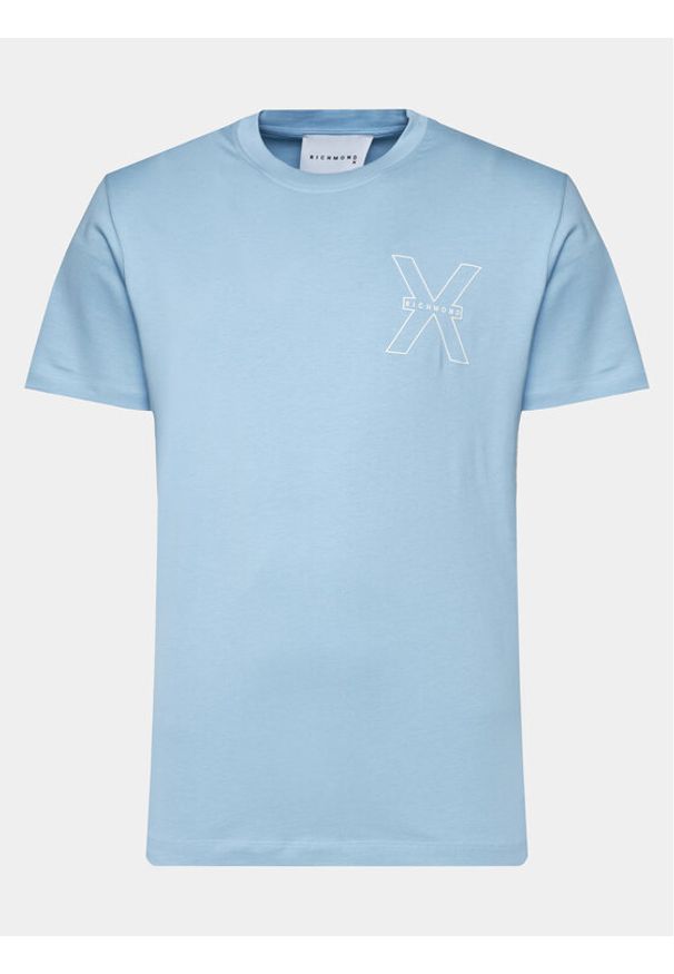 Richmond X T-Shirt Rached UMP24031TS Błękitny Regular Fit. Kolor: niebieski. Materiał: bawełna