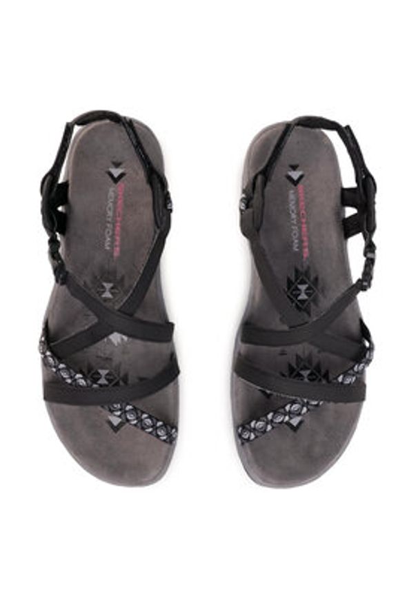 skechers - Skechers Sandały Reggae Slim 40955/BLK Czarny. Kolor: czarny. Materiał: skóra