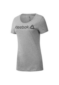 Koszulka sportowa damska Reebok Scoop Neck. Kolor: szary. Długość rękawa: krótki rękaw. Długość: krótkie
