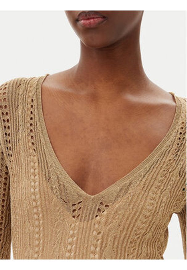 TwinSet - TWINSET Sukienka dzianinowa 251TT3180 Beżowy Slim Fit. Kolor: beżowy. Materiał: syntetyk