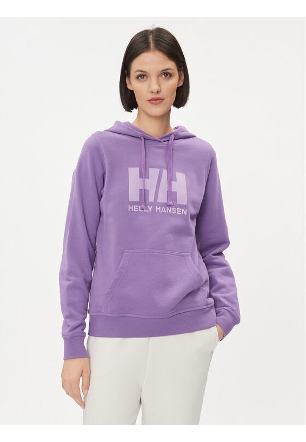 Helly Hansen Bluza Logo 33978 Fioletowy Regular Fit. Kolor: fioletowy. Materiał: bawełna