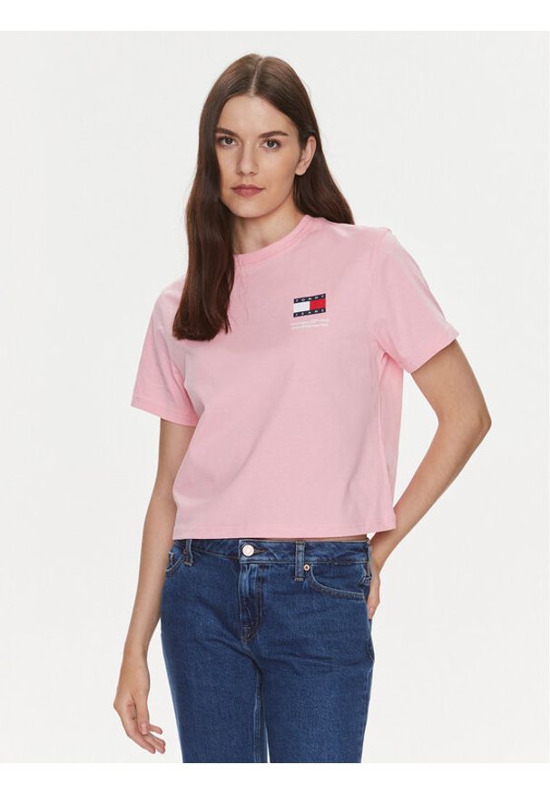 Tommy Jeans T-Shirt Graphic DW0DW17365 Różowy Boxy Fit. Kolor: różowy. Materiał: bawełna