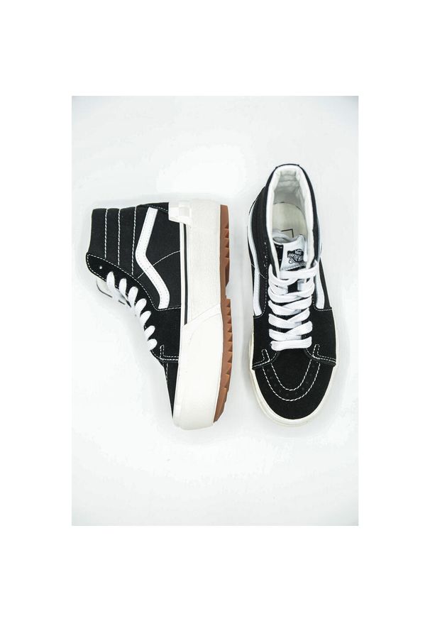Trampki Vans cu platforma Sk8-Hi Stacked, Kobiety. Wysokość cholewki: za kostkę. Zapięcie: sznurówki. Kolor: czarny. Materiał: materiał, syntetyk. Szerokość cholewki: normalna. Obcas: na platformie. Model: Vans SK8. Sport: turystyka piesza