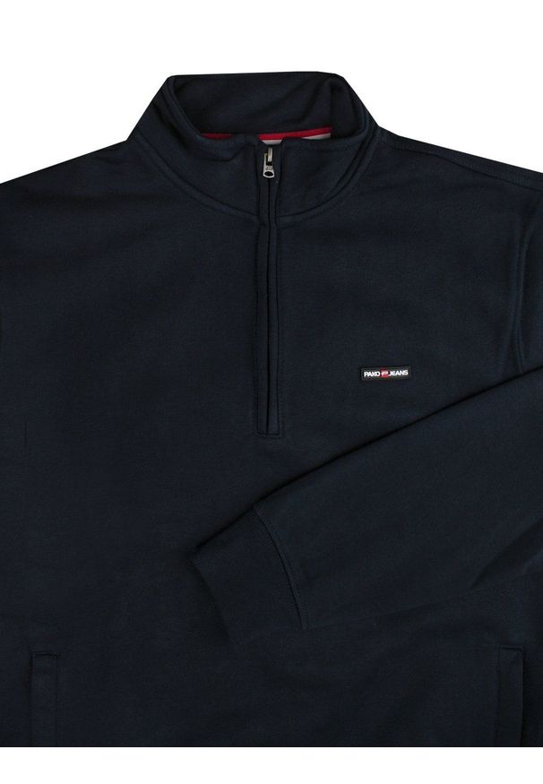 Wygodna Bluza - Pako Jeans - Rozpinany Kołnierz - Granatowa. Kolor: niebieski. Materiał: wiskoza, bawełna