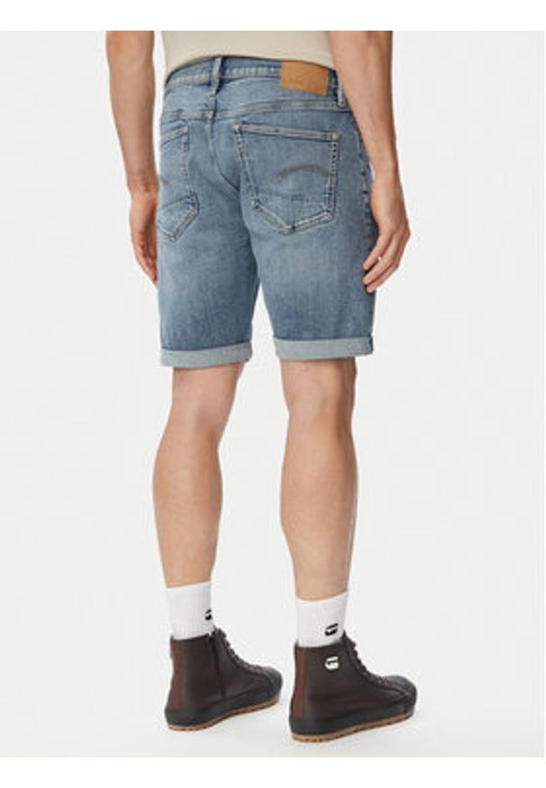 G-Star RAW - G-Star Raw Szorty jeansowe 3301 D10481-C051 Niebieski Regular Fit. Kolor: niebieski. Materiał: bawełna