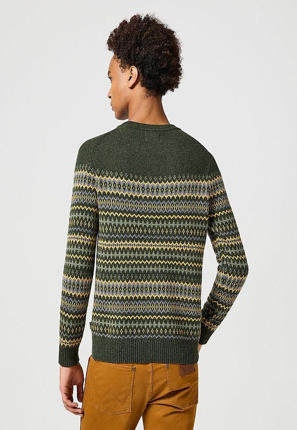 Lee - WRANGLER FAIRISLE SWEATER MĘSKI SWETER CIEPŁY VERDANT GREEN 112357294 W8F7014320