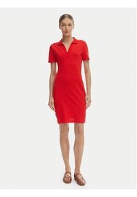 TOMMY HILFIGER - Tommy Hilfiger Sukienka codzienna WW0WW42567 Pomarańczowy Slim Fit. Okazja: na co dzień. Kolor: pomarańczowy. Materiał: bawełna. Typ sukienki: proste. Styl: casual #3
