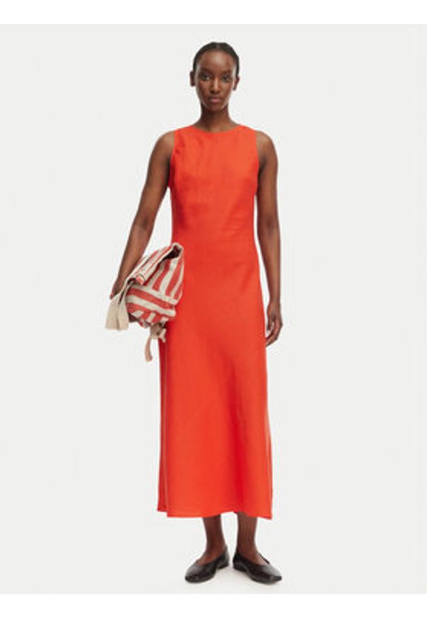 GANT - Gant Sukienka letnia 4503525 Czerwony Relaxed Fit. Kolor: czerwony. Materiał: len. Sezon: lato