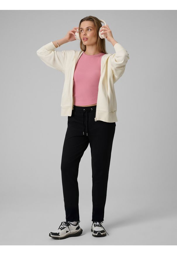 4f - 4F Top slim z prążkowanej dzianiny damski - szary M. Kolor: różowy. Materiał: prążkowany, dzianina